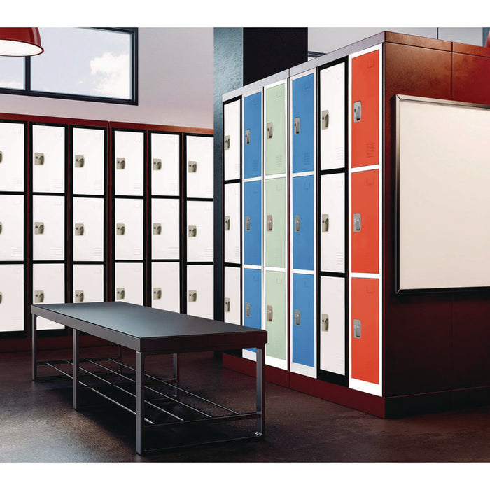 Steel Storage Locker, 3 Compartment, 12 x 12 x 72, Black Body/White Doors