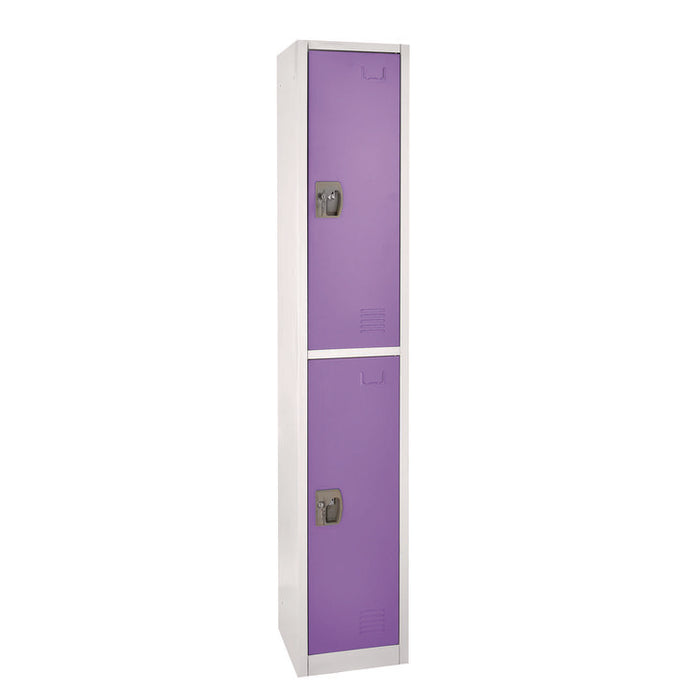Steel Storage Locker, 2 Compartment, 12 x 12 x 72, Purple