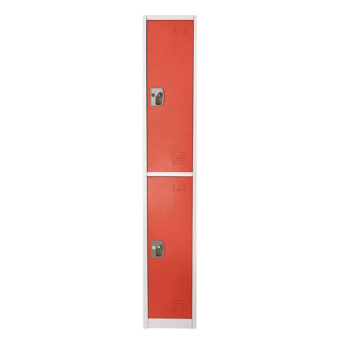 Steel Storage Locker, 2 Compartment, 12 x 12 x 72, Red