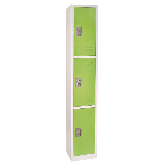 Steel Storage Locker, 3 Compartment, 12 x 12 x 72, Green