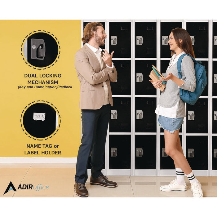 Steel Storage Locker, 6 Compartment, 12 x 12 x 72, Black