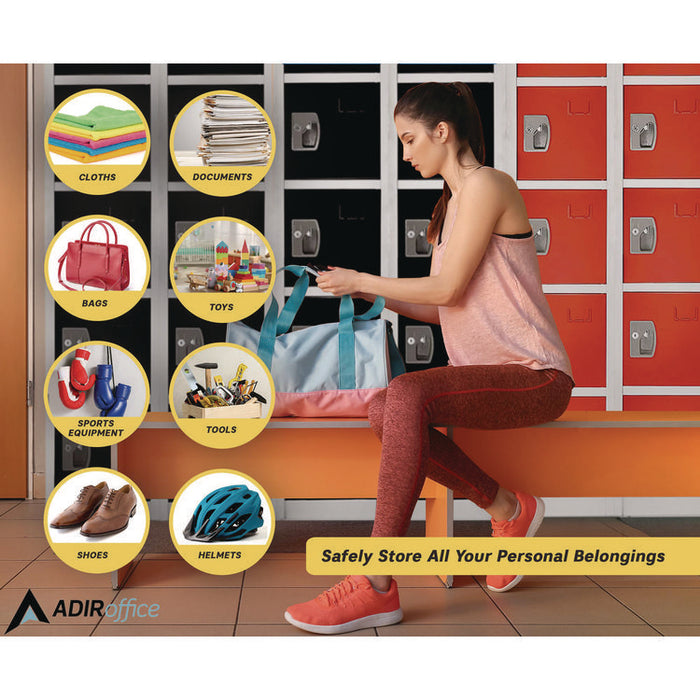 Steel Storage Locker, 6 Compartment, 12 x 12 x 72, Black