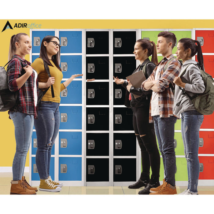 Steel Storage Locker, 6 Compartment, 12 x 12 x 72, Black