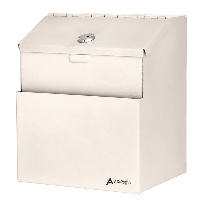Wall Mountable Steel Suggestion Secure Drop Box with Key, 7 x 6 x 8.5, Stainless Steel 304, White
