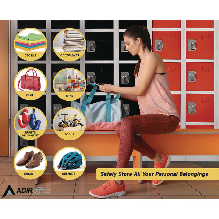 Steel Storage Locker, 6 Compartment, 12 x 12 x 72, Red