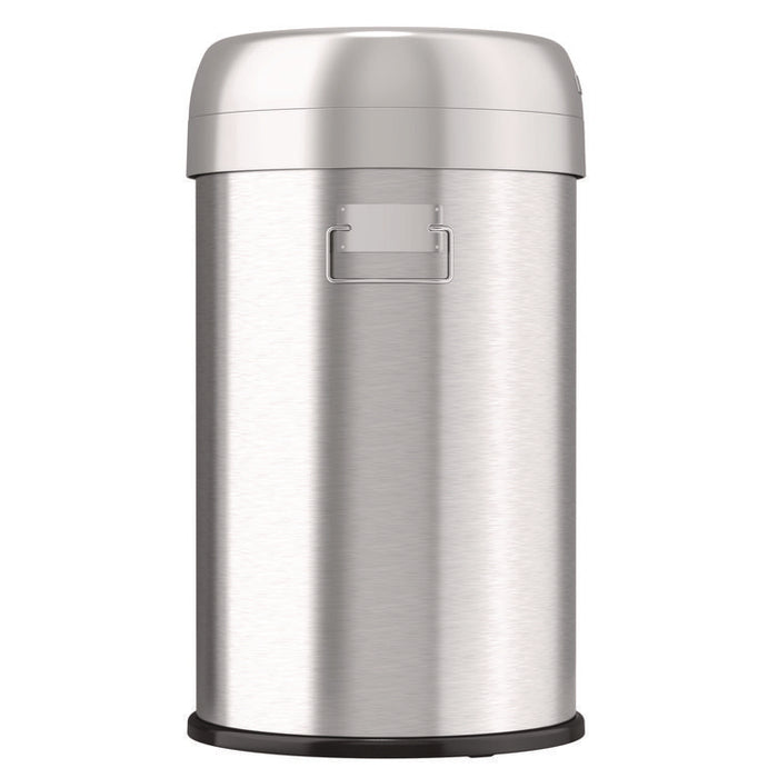 Open Top Trash Can, 13 gal, Plastic/Stainless Steel, Silver