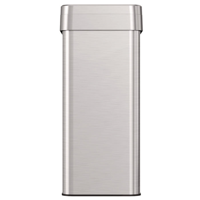 Open Top Trash Can, Rectangular, 16 gal, Plastic/Stainless Steel, Silver