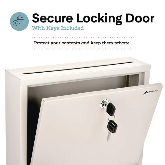 Large Size Steel Multi-Purpose Secure Drop Box, 12 x 3 x 10, White