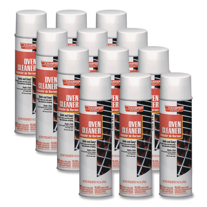 Champion Sprayon Oven Cleaner, 18 oz Aerosol Spray, 12/Carton