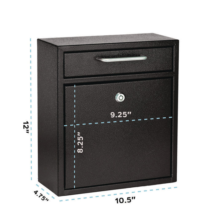 Medium Ultimate Wall Mounted Mail Box, 10.4 x 4.5 x 12, Black