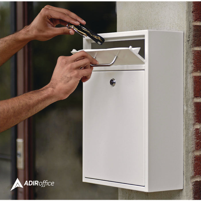 Large Ultimate Secure Drop Box Wall Mounted Mail Box, 11.2 x 4.7 x 16.2, White