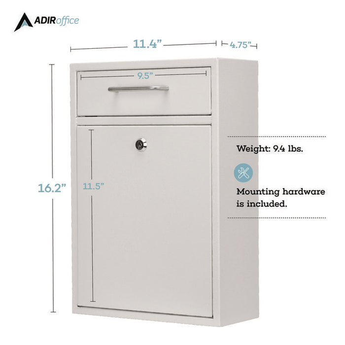 Large Ultimate Secure Drop Box Wall Mounted Mail Box, 11.2 x 4.7 x 16.2, White