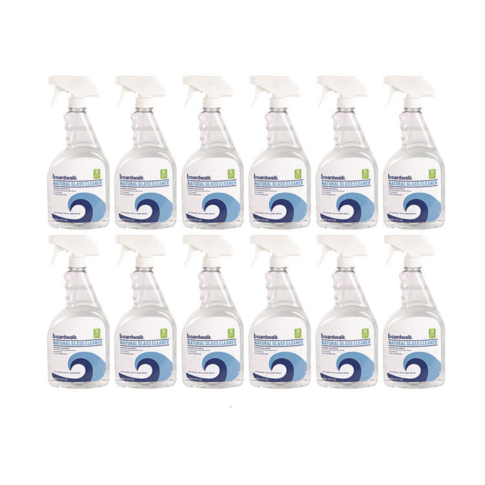 Natural Glass Cleaner, Unscented, 32 oz Trigger Spray Bottle, 12/Carton