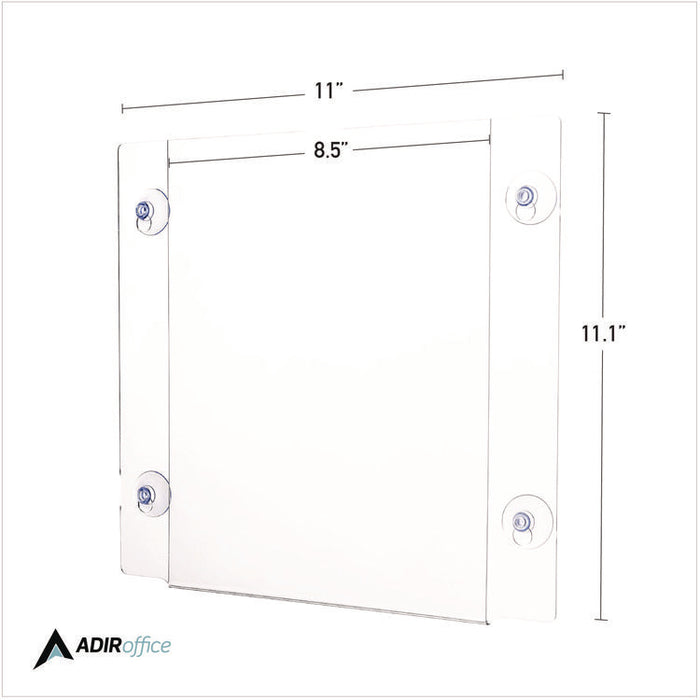 Clear Suction Acrylic Window Sign Holder, 8 x 11, Clear Frame, 6/Pack