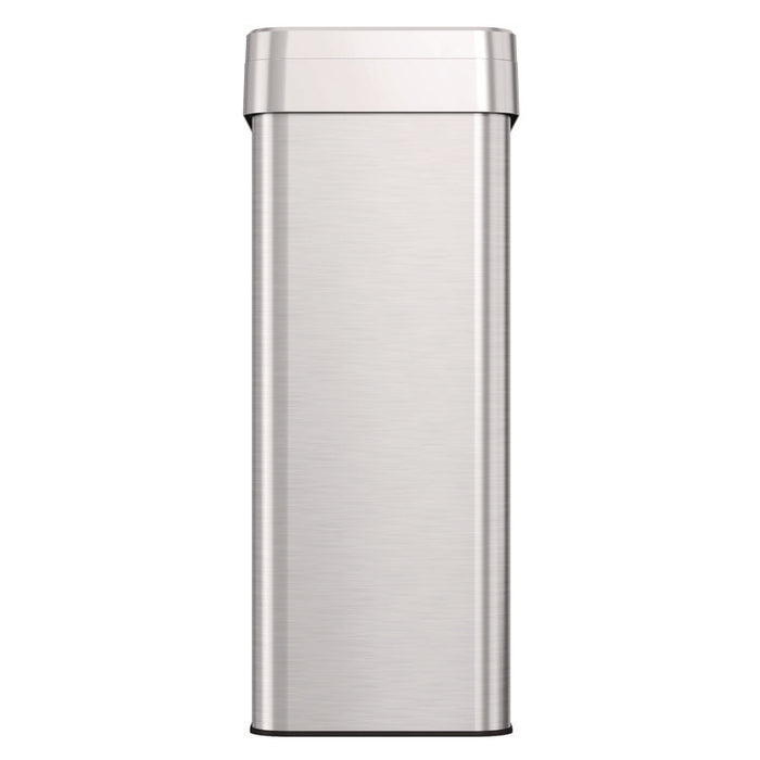 Open Top Trash Can, Rectangular, 18 gal, Plastic/Stainless Steel, Silver