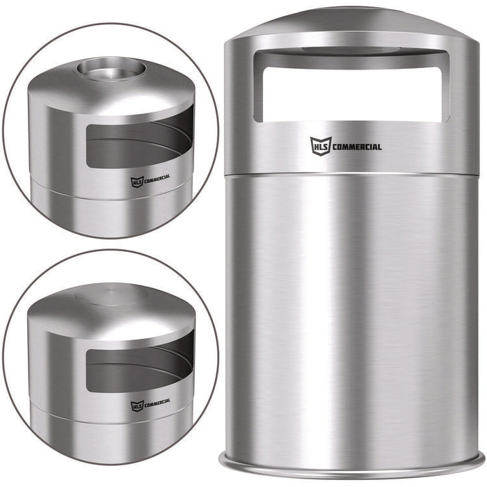 Extra-Large Dual Side-Entry Trash Can, Outdoor, 50 gal, Stainless Steel, Silver