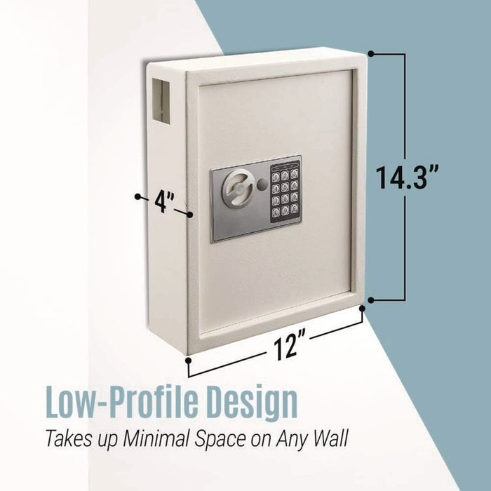 Steel Digital Lock Key Cabinet, 60-Key, 13 x 2.6 x 17, Stainless Steel 304, White