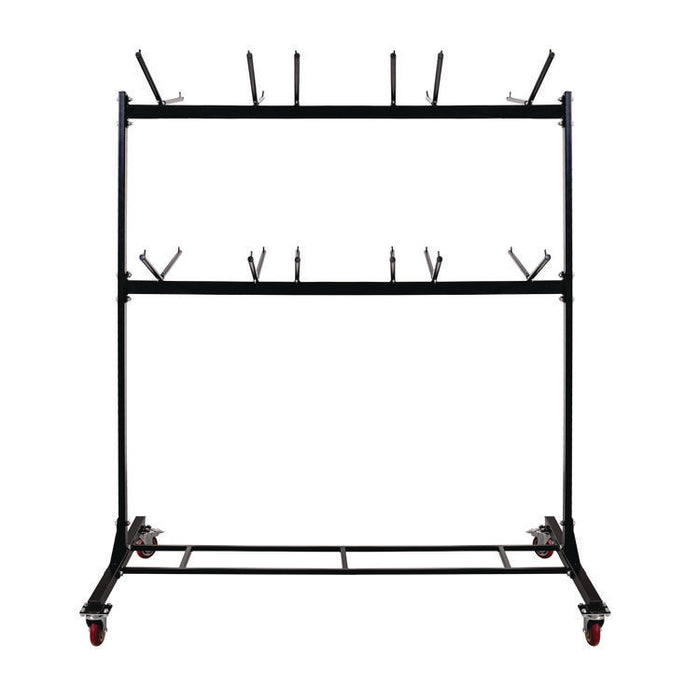 Steel Folding Chair Two-Tier Utility Cart, Metal, 1,000 lb Capacity, 33 x 65 x 68.5, Black