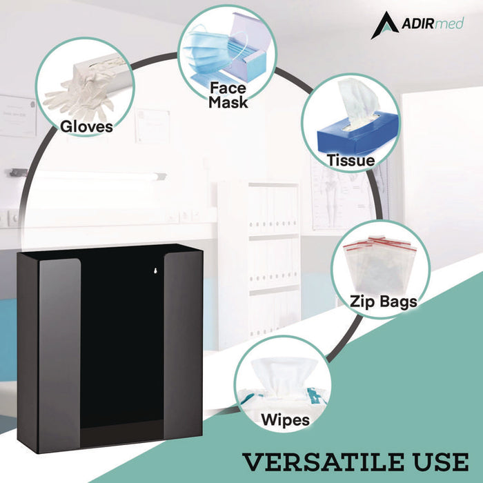 Acrylic Glove Dispenser, Double Box Capacity, 10.2 x 3.5 x 10.8, Black