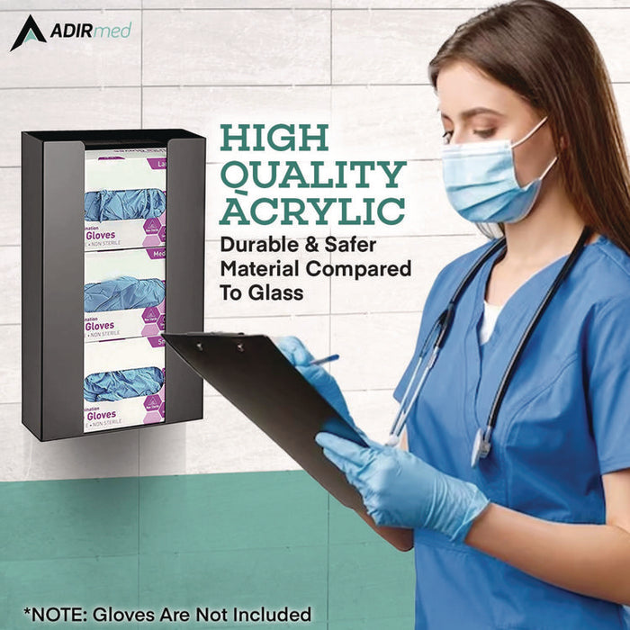 Acrylic Glove Dispenser, Triple Box Capacity, 10.2 x 3.5 x 16.1, Black