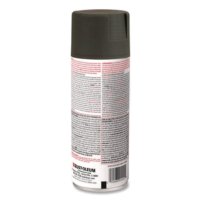 Camouflage Spray Paint, Flat Deep Forest Green, 12 oz Aerosol Can, 6/Carton