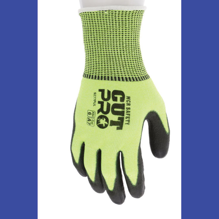 Cut Pro 9277PU Gloves, 10" Long, Medium, Black/Lime, 12 Pairs