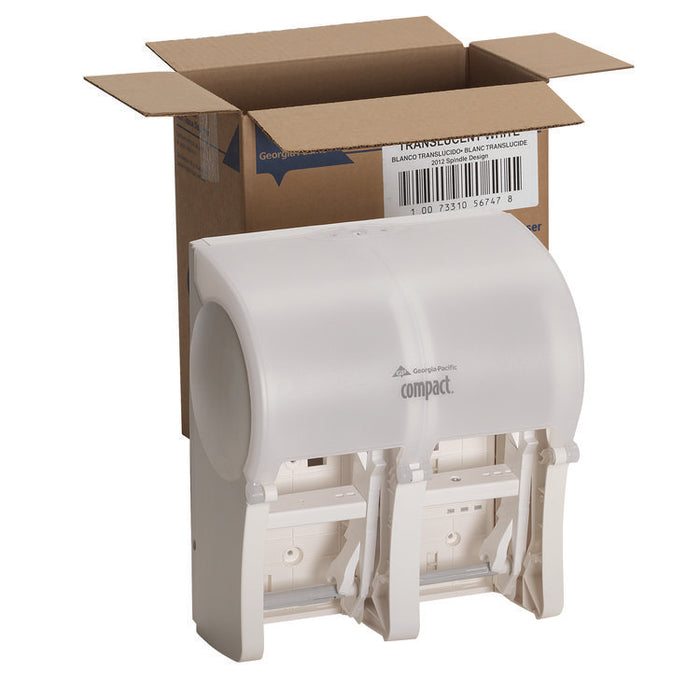 Compact Quad Vertical Four-Roll Coreless Tissue Dispenser, 12.06 x 8 x 14.44, White