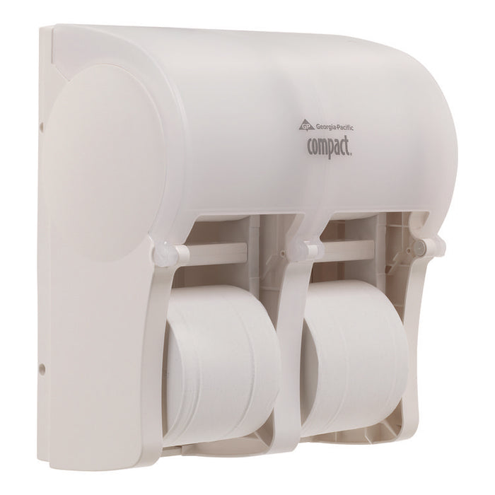 Compact Quad Vertical Four-Roll Coreless Tissue Dispenser, 12.06 x 8 x 14.44, White