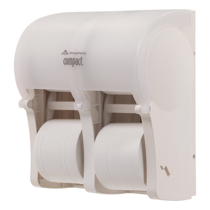Compact Quad Vertical Four-Roll Coreless Tissue Dispenser, 12.06 x 8 x 14.44, White