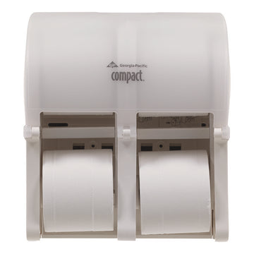 Compact Quad Vertical Four-Roll Coreless Tissue Dispenser, 12.06 x 8 x 14.44, White