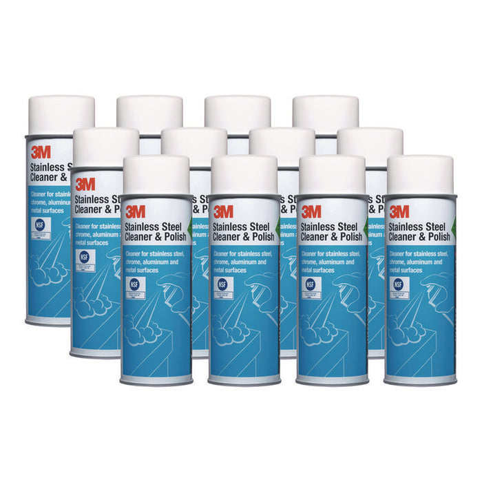 Stainless Steel Cleaner and Polish, Foam, 21 oz Aerosol Spray, 12/Carton