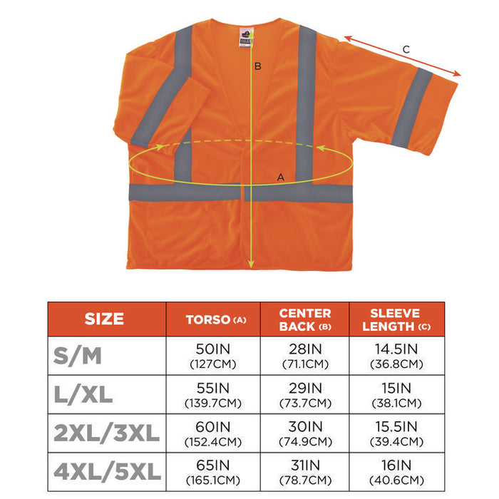 GloWear 8310HL Type R Class 3 Economy Mesh Vest, Polyester, Large to X-Large, Orange