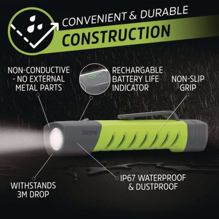 Pro Series Inspection Light, Rechargeable Lithium Ion Battery/2 AAA Batteries (Included), Gray/Green