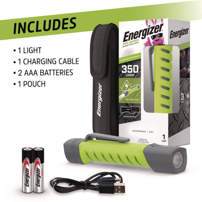 Pro Series Inspection Light, Rechargeable Lithium Ion Battery/2 AAA Batteries (Included), Gray/Green