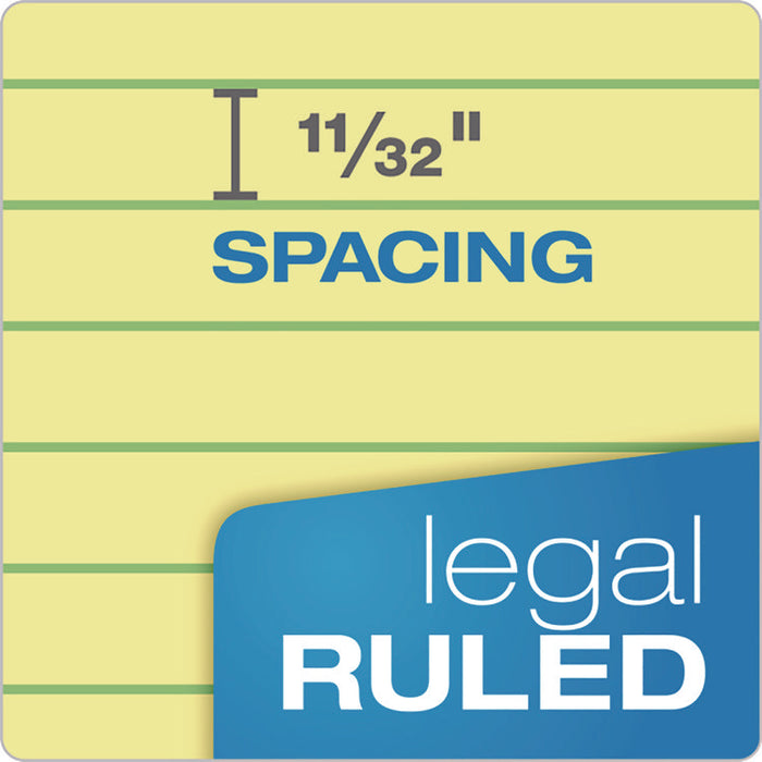 Perforated Writing Pads, Wide/Legal Rule, (50) Canary 8.5 x 14 Sheets, Dozen