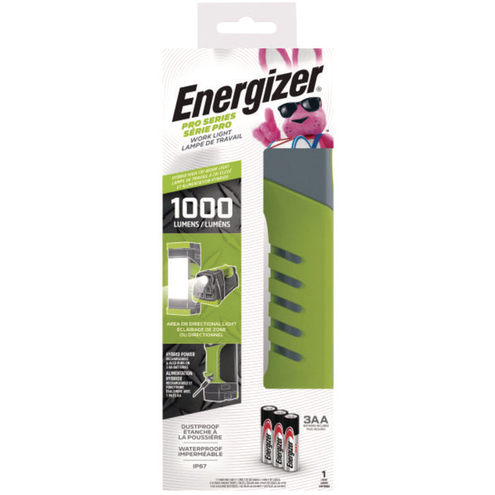 Pro Series Work Light, Rechargeable Lithium Ion Battery/3 AA Batteries (Included), Gray/Green