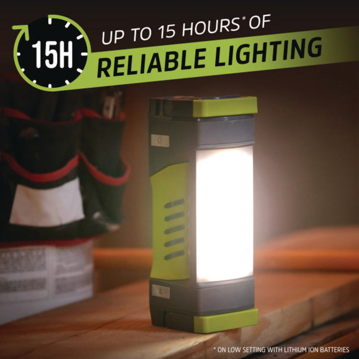 Pro Series Work Light, Rechargeable Lithium Ion Battery/3 AA Batteries (Included), Gray/Green