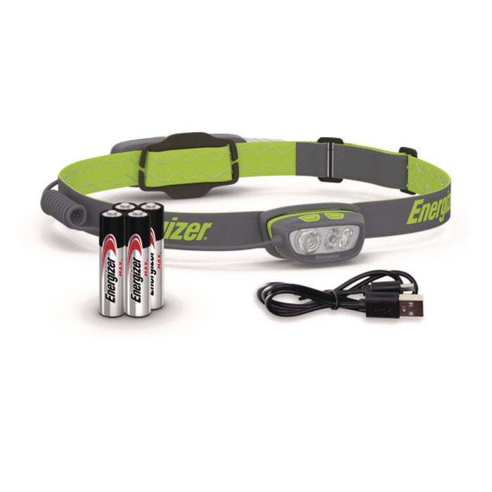 Pro Series Multi-Color Hybrid Headlamp, Rechargeable Lithium Ion Battery/4 AAA Batteries (Included), Gray/Green