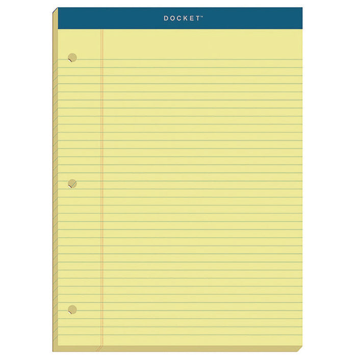 Double Docket Ruled Pads with Extra Sturdy Back, Medium/College Rule, (100) Canary Yellow 8.5 x 11 Sheets