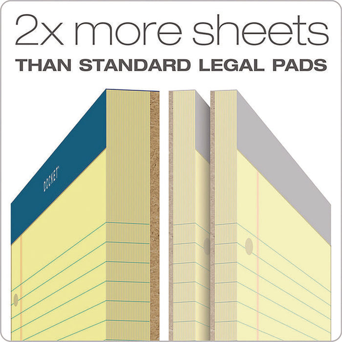 Double Docket Ruled Pads with Extra Sturdy Back, Medium/College Rule, (100) Canary Yellow 8.5 x 11 Sheets