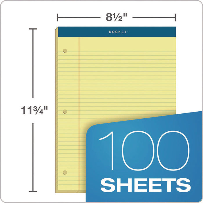Double Docket Ruled Pads with Extra Sturdy Back, Medium/College Rule, (100) Canary Yellow 8.5 x 11 Sheets