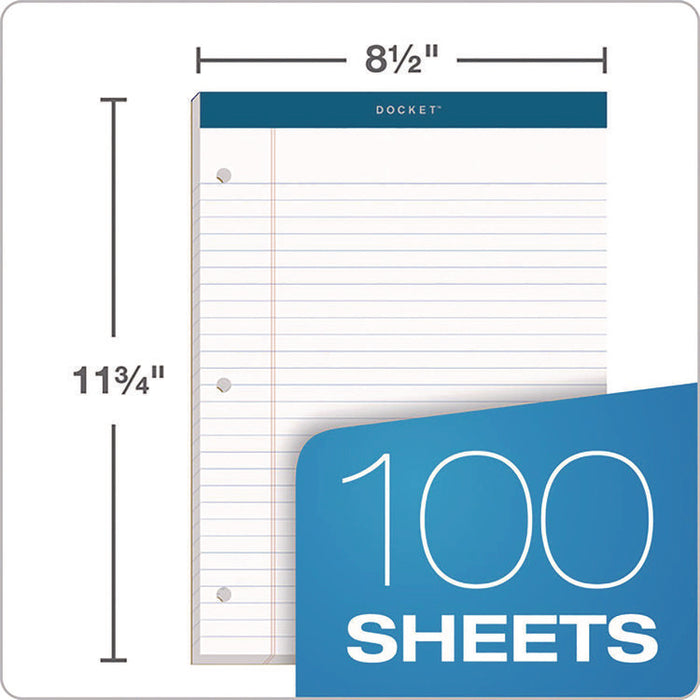 Double Docket Ruled Pads with Extra Sturdy Back, Wide/Legal Rule, (100) White 8.5 x 11 Sheets