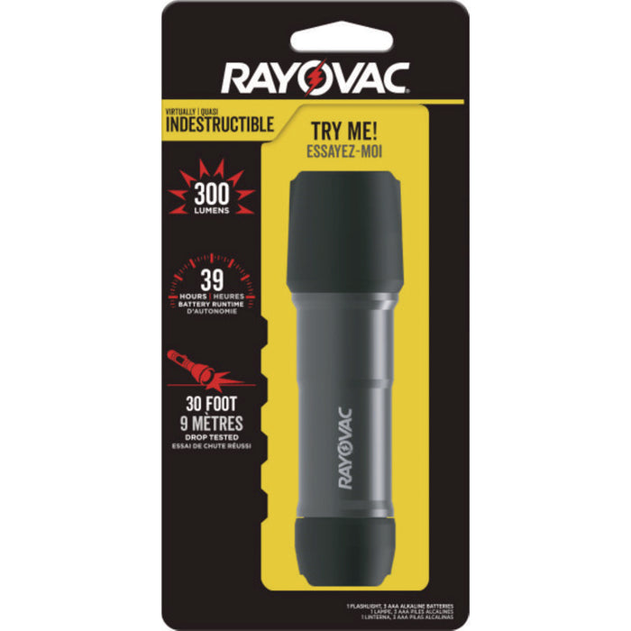 Virtually Indestructible LED Flashlight, 3 AAA Batteries (Included), Black