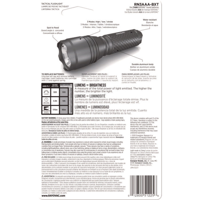 LED Aluminum Flashlight, 3 AAA Batteries (Included), Black