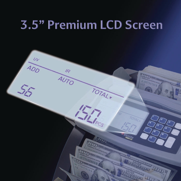 5520UV/MG Cash Counter, 1,300 bills/min, 9.7" x 11.5" x 7.5", Gray