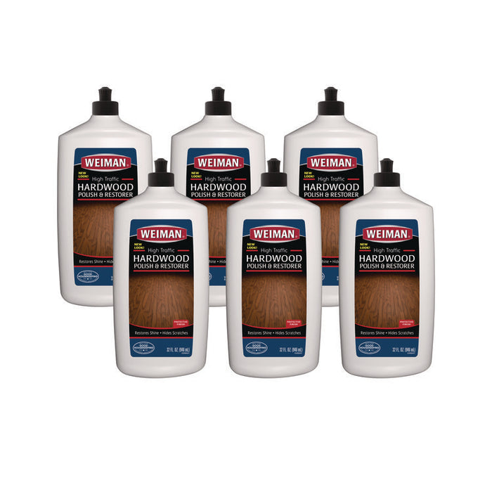 High Traffic Hardwood Polish and Restorer, Slight Acrylic Scent,  32 oz Squeeze Bottle, 6/Carton