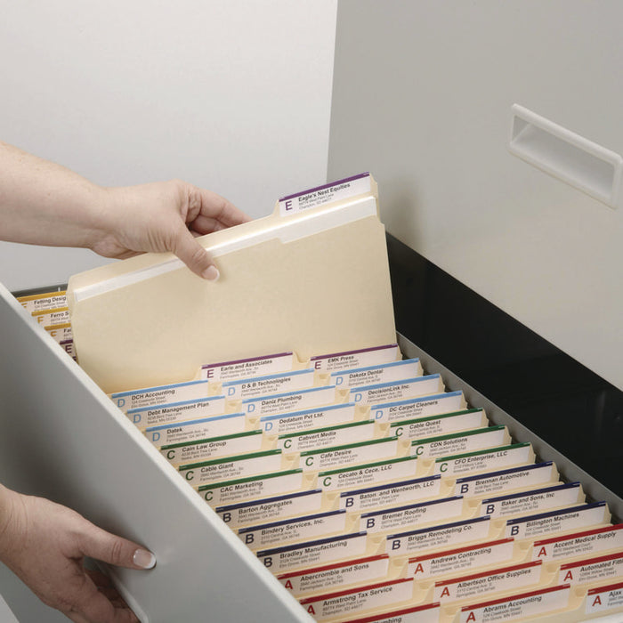 Manila File Folders, 1/3-Cut Tabs: Assorted, Letter-Size, 0.75" Expansion, Manila, 100/Box