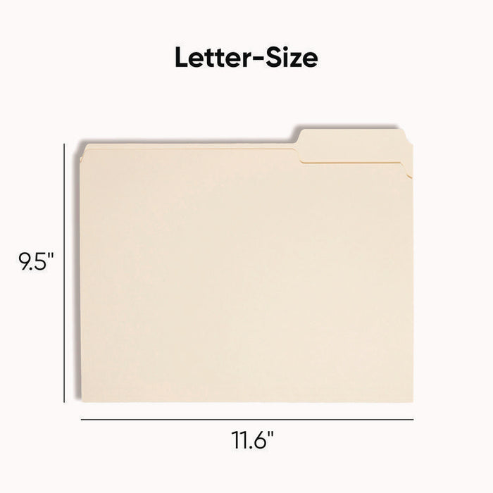 Manila File Folders, 1/3-Cut Tabs: Assorted, Letter-Size, 0.75" Expansion, Manila, 100/Box
