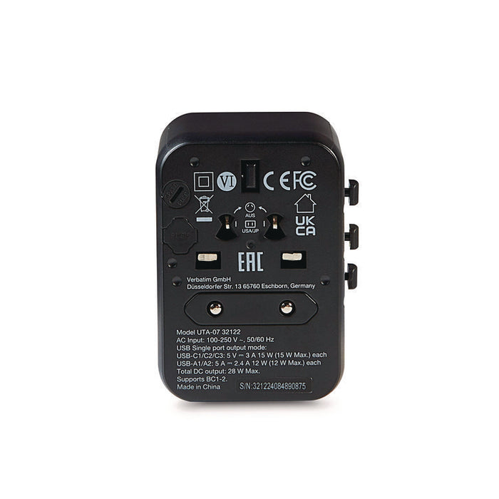 UTA-07 Universal Travel Adapter, (3) USB-A, (3) USB-C