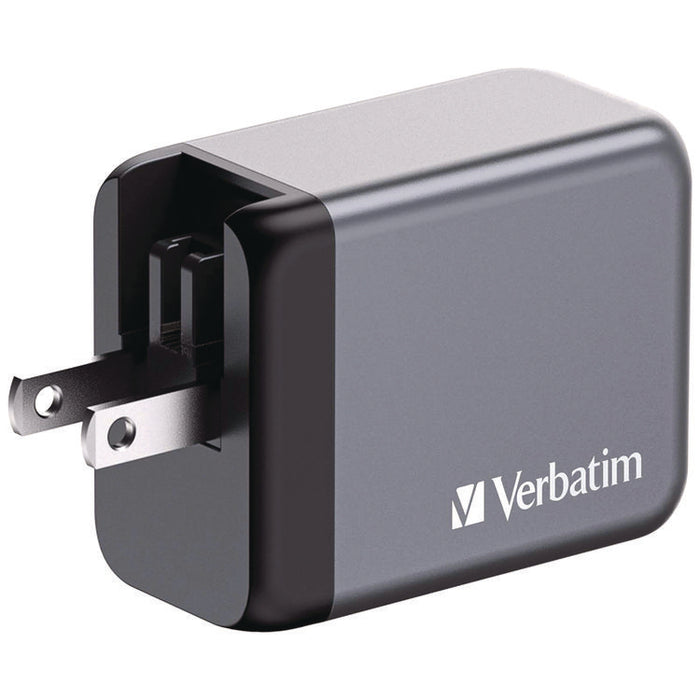 65 W 3-Port GaN Wall Charger, Black/Gray